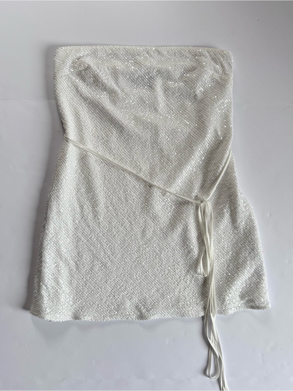 ASOS Ivory Strapless Sequin Mini Dress,Size 6 - Picture 2 of 7